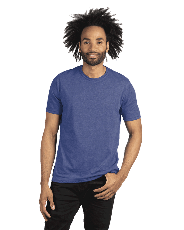 Model wearing Next Level Festival T Shirt 6200 Royal lightweight unisex blank perfect for custom printing personalized graphics or event shirts