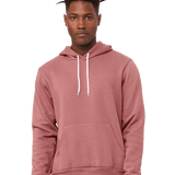 Stylish rose-colored pullover hoodie with white drawstrings, perfect for cozy layering and custom apparel printing.