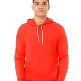 Bold red pullover hoodie with white drawstrings, ideal for vibrant custom prints or standout everyday streetwear.