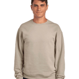 JERZEES Sand beige crewneck sweatshirt blank on male model for custom printing and logo design