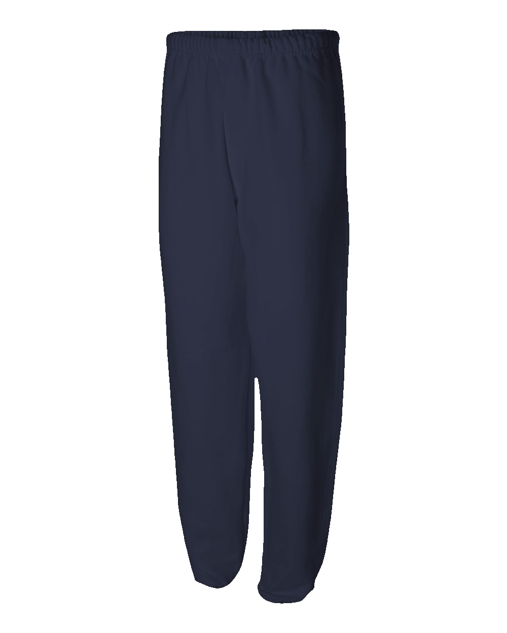 JERZEES Side View Navy fleece joggers with elastic waistband, side pockets, and elastic ankles – custom apparel by Print-MO