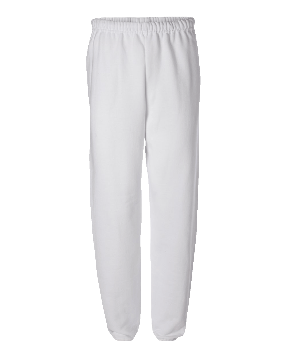 JERZEES White fleece joggers with elastic waistband, side pockets, and cuffed ankles – apparel by Print-MO.