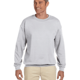 Man wearing a Jerzees Adult Super Sweats NuBlend Fleece Crew in Ash.