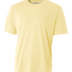 Front view of A4 Men's Cooling Performance T-Shirt in Light Yellow, emphasizing its lightweight material.