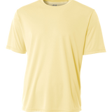 Front view of A4 Men's Cooling Performance T-Shirt in Light Yellow, emphasizing its lightweight material.