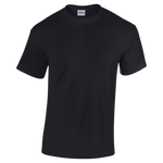 Front view of a Gildan Adult Heavy Cotton T-Shirt in "Black" color.