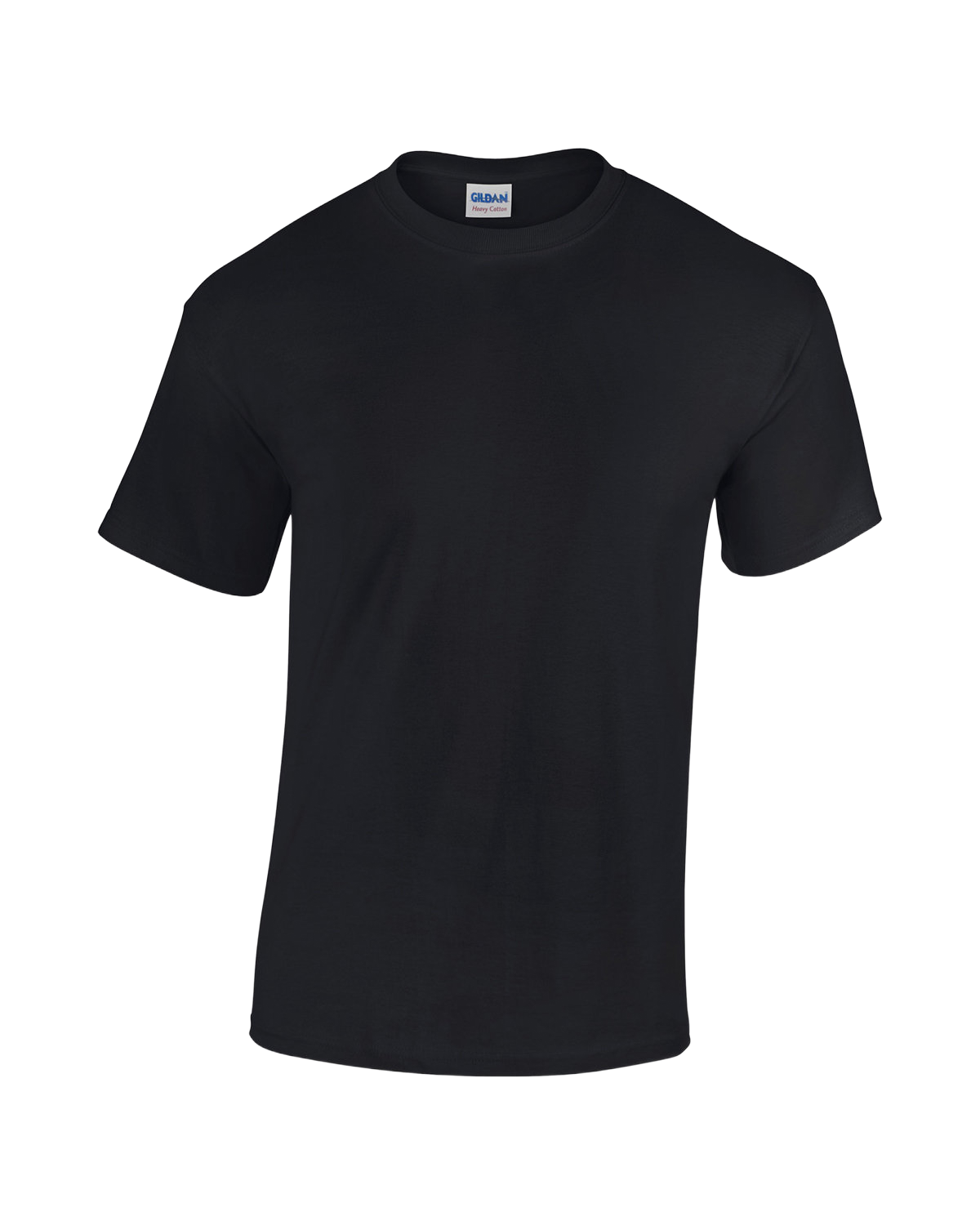 Front view of a Gildan Adult Heavy Cotton T-Shirt in "Black" color.