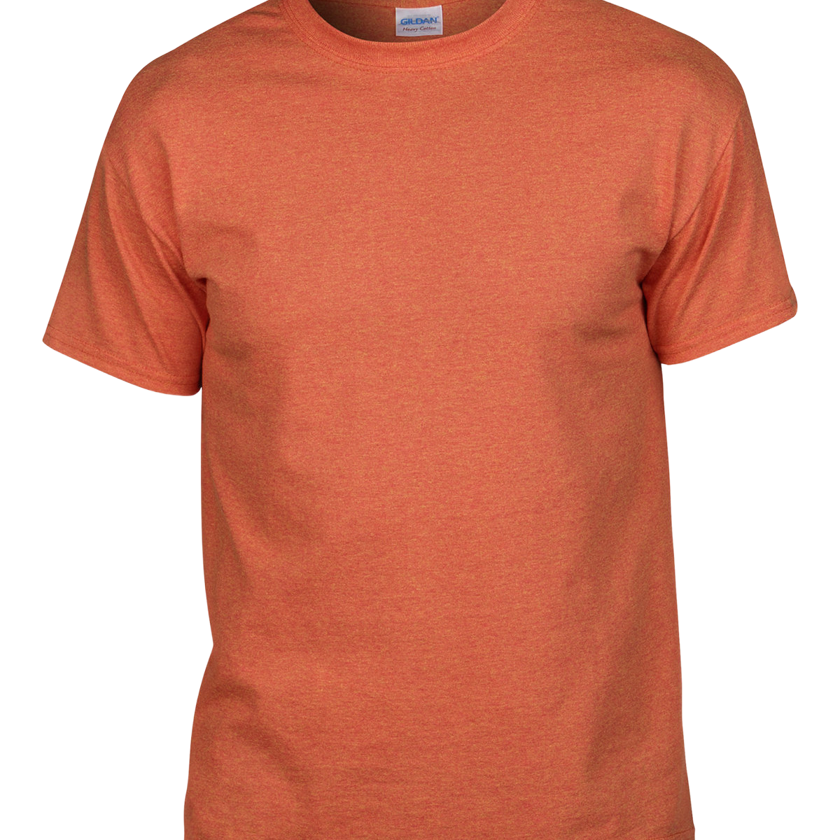 Front view of a Gildan Adult Heavy Cotton T-Shirt in "Orange Sunset" color.