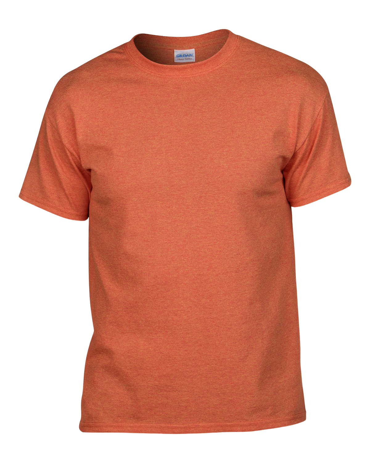 Front view of a Gildan Adult Heavy Cotton T-Shirt in "Orange Sunset" color.