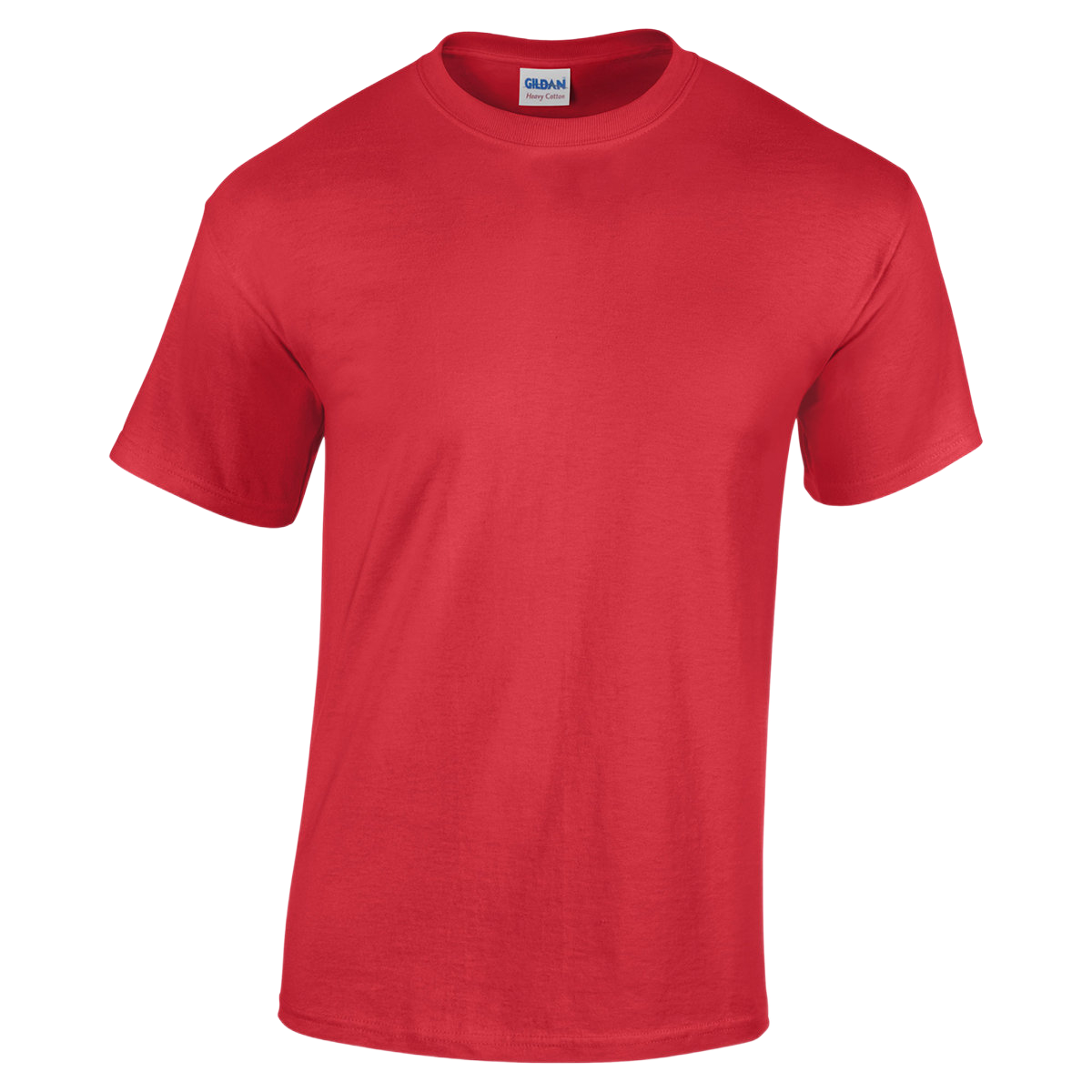 Front view of a Gildan Adult Heavy Cotton T-Shirt in "Red" color.