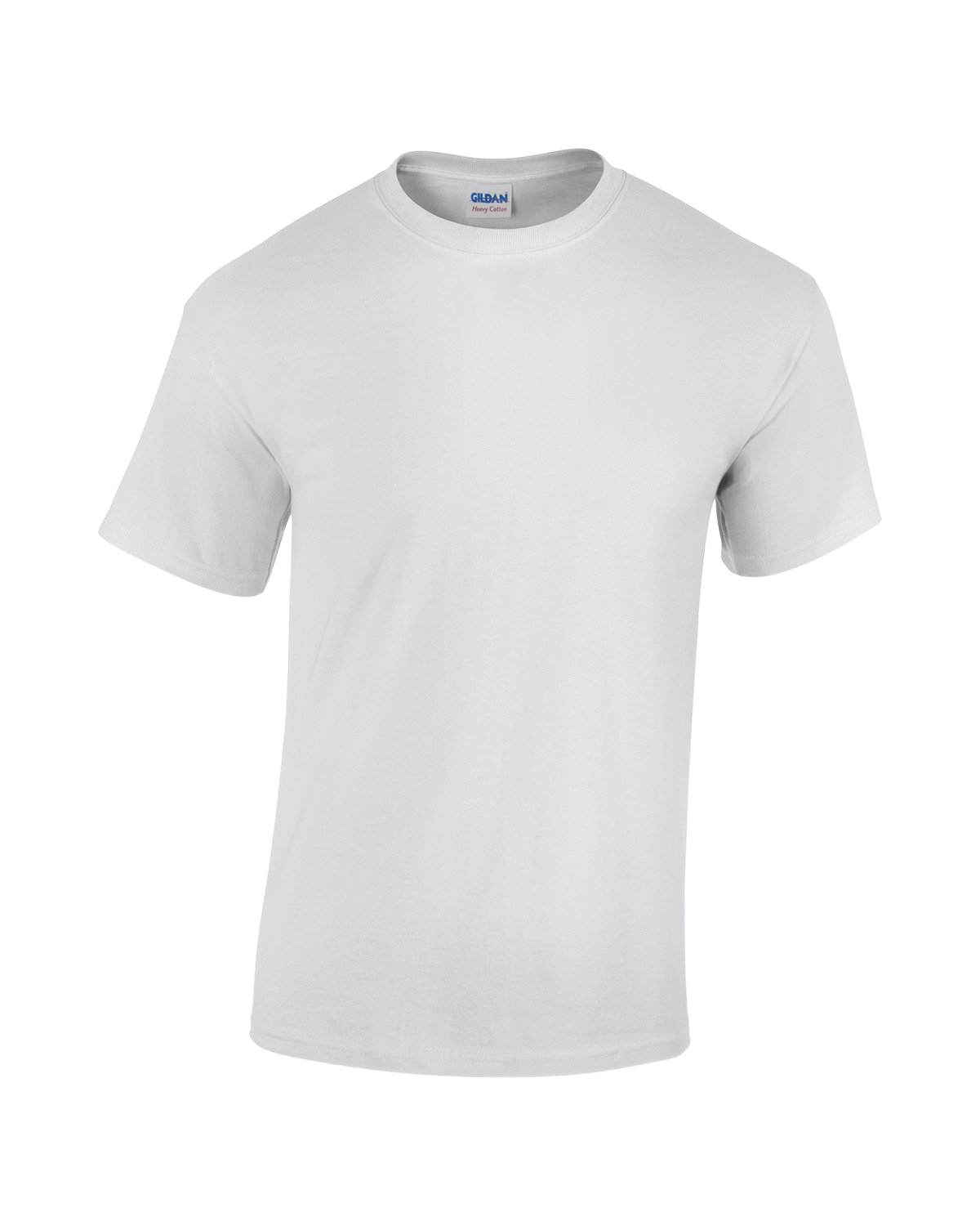 Front view of a Gildan Adult Heavy Cotton T-Shirt in "White" color.