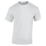 Front view of a Gildan Adult Heavy Cotton T-Shirt in "White" color.