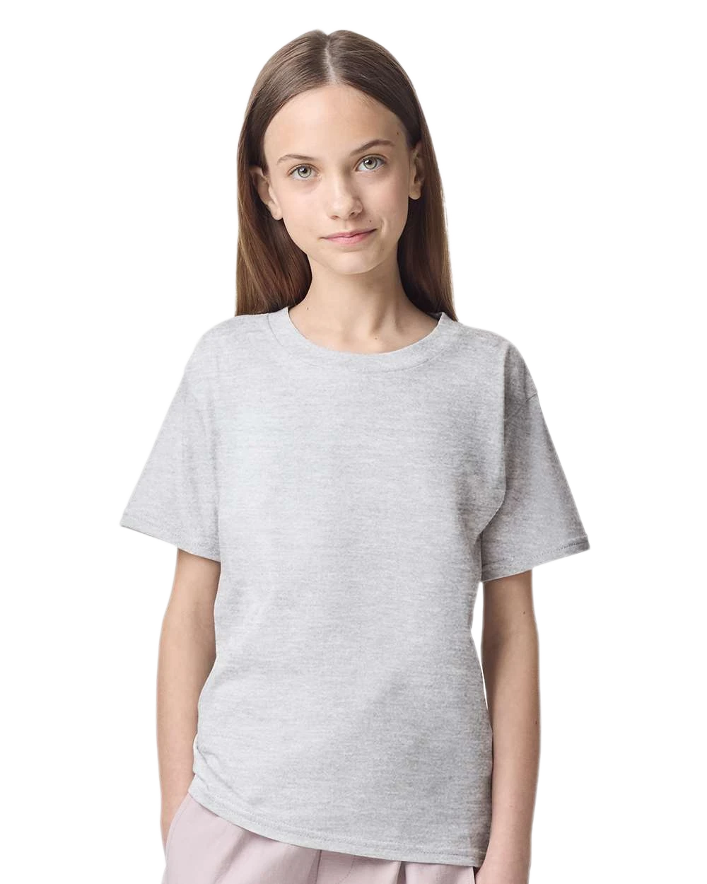 American Apparel 2001Y Youth Fine Jersey Tee in Ash Grey, front view