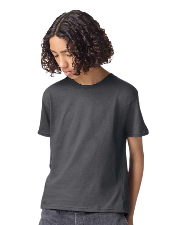 American Apparel 2001Y Youth Fine Jersey Tee in Asphalt, front view