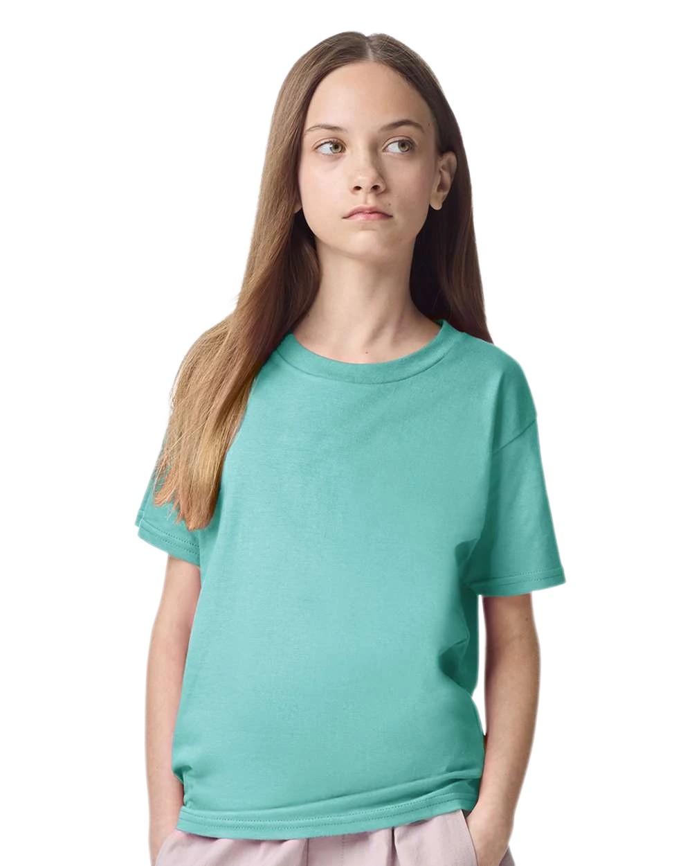 American Apparel 2001Y Youth Fine Jersey Tee in Celadon, front view