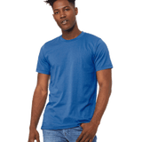 Man in a "Columbia Blue" Bella + Canvas Unisex Jersey T-Shirt, standing casually with a relaxed posture and hands by his sides.