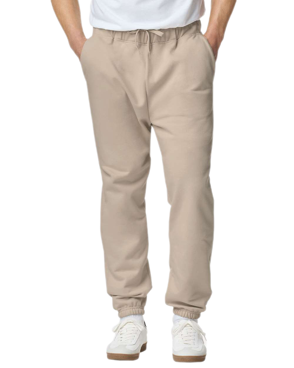 Gildan Beige jogger sweatpants for custom printing, soft fleece fabric, drawstring waist, elastic cuffs