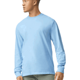 Man wearing a Comfort Colors Heavyweight Long Sleeve T-shirt in Hydrangea.