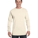 Man wearing a Comfort Colors Heavyweight Long Sleeve T-shirt in Ivory.