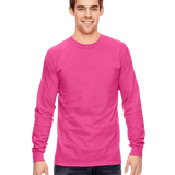 Man wearing a Comfort Colors Heavyweight Long Sleeve T-shirt in Peony.