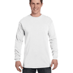 Man wearing a Comfort Colors Heavyweight Long Sleeve T-shirt in White.