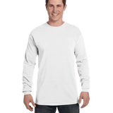 Man wearing a Comfort Colors Heavyweight Long Sleeve T-shirt in White.