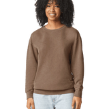 Woman wearing a Comfort Colors Unisex Lightweight Cotton Crewneck Sweatshirt in Espresso.