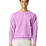 Man wearing a Comfort Colors Unisex Lightweight Cotton Crewneck Sweatshirt in Neon Violet.