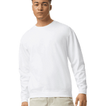 Man wearing a Comfort Colors Unisex Lightweight Cotton Crewneck Sweatshirt in White.