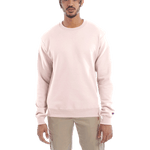 Man wearing a Champion Adult Powerblend Crewneck Sweatshirt in Body Blush.