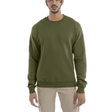 Man wearing a Champion Adult Powerblend Crewneck Sweatshirt in Fresh Olive.