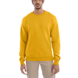 Man wearing a Champion Adult Powerblend Crewneck Sweatshirt in Gold.