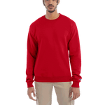 Man wearing a Champion Adult Powerblend Crewneck Sweatshirt in Scarlet.