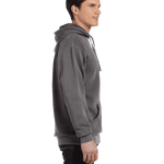 Profile view of a man in a Pepper Comfort Colors Heavyweight Hoodie, showcasing the side details with a relaxed fit.