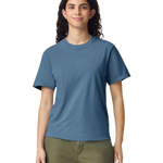 Comfort Colors 1717 heavyweight T-shirt in Blue Jean, shown on a model from the front.