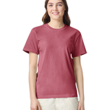 Comfort Colors 1717 heavyweight T-shirt in Brick, shown on a model from the front.