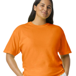 Comfort Colors 1717 heavyweight T-shirt in Bright Orange, shown on a model from the front.