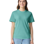 Comfort Colors 1717 heavyweight T-shirt in Chalky Mint, shown on a model from the front.