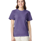 Comfort Colors 1717 heavyweight T-shirt in Grape, shown on a model from the front.