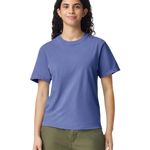 Comfort Colors 1717 heavyweight T-shirt in Periwinkle, shown on a model from the front.
