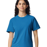 Comfort Colors 1717 heavyweight T-shirt in Royal Caribe, shown on a model from the front.