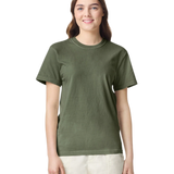 Comfort Colors 1717 heavyweight T-shirt in Sage, shown on a model from the front.