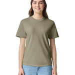 Comfort Colors 1717 heavyweight T-shirt in Sandstone, shown on a model from the front.