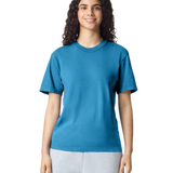 Comfort Colors 1717 heavyweight T-shirt in Sapphire, shown on a model from the front.