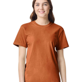 Comfort Colors 1717 heavyweight T-shirt in Yam, shown on a model from the front.