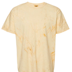 front view of sandstone beige marble wash t shirt featuring light tan dye texture and soft oversized fit