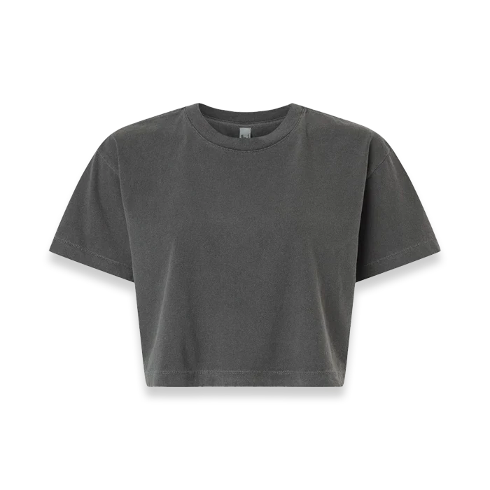 American Apparel - Women's Garment-Dyed Heavyweight Cropped Tee - 1302GD - Faded Black (Front)