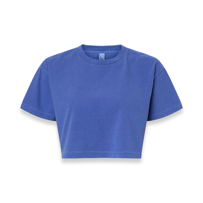 American Apparel - Women's Garment-Dyed Heavyweight Cropped Tee - 1302GD - Faded Lapis (Front)