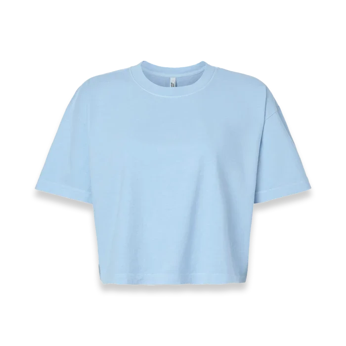 American Apparel - Women's Garment-Dyed Heavyweight Cropped Tee - 1302GD - Faded Powder Blue (Front)