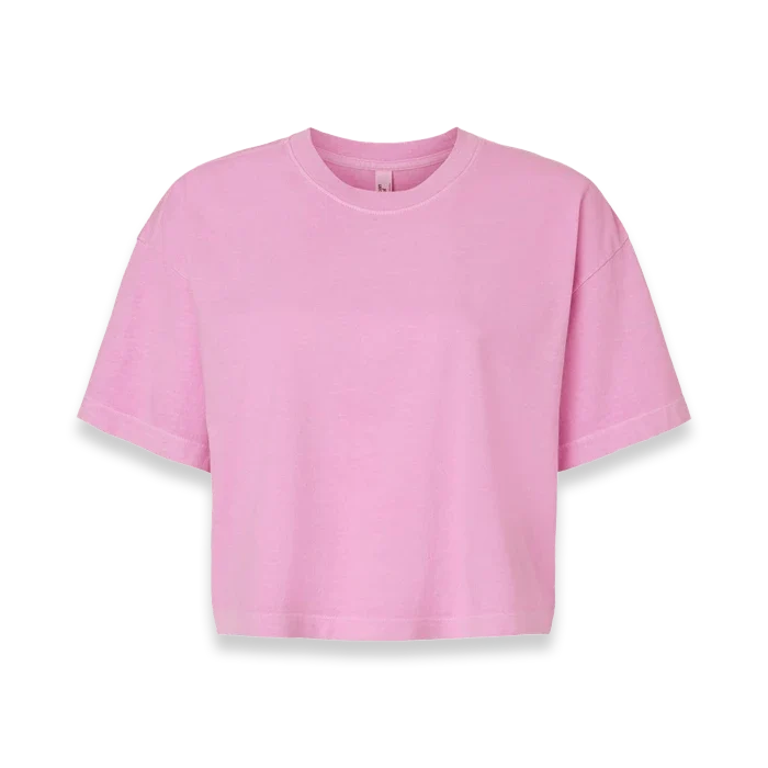 American Apparel - Women's Garment-Dyed Heavyweight Cropped Tee - 1302GD - Faded Powder Pink (Front)